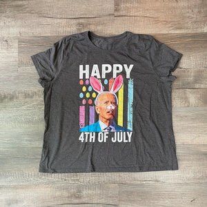 Dark Gray Novelty Funny T Shirt Fourth of July or Easter Biden Size 3XL